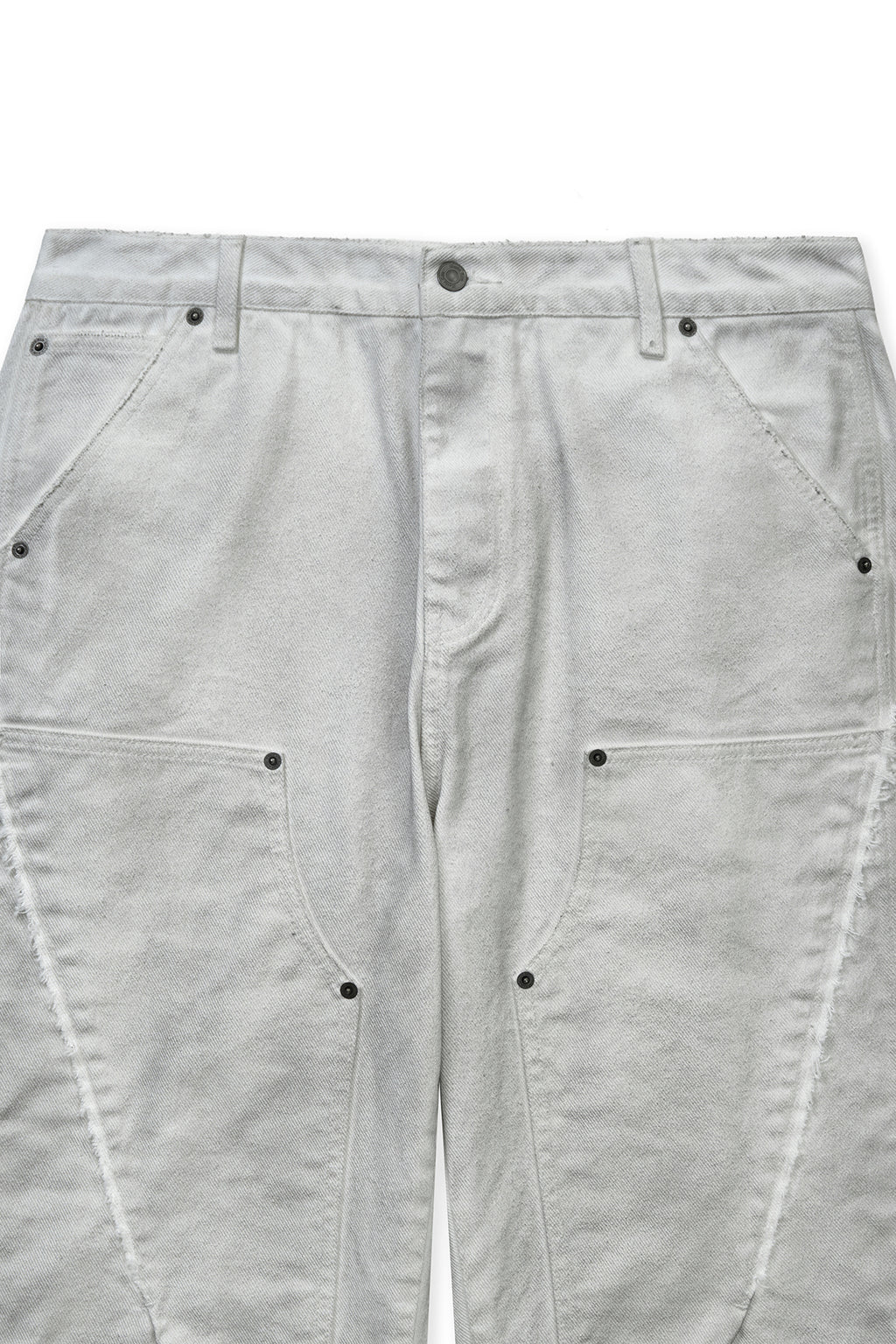 Matin Kim - Vintage Washed Double Knee Denim Pants (White) product image 3 | TRAB K-Fashion Australia