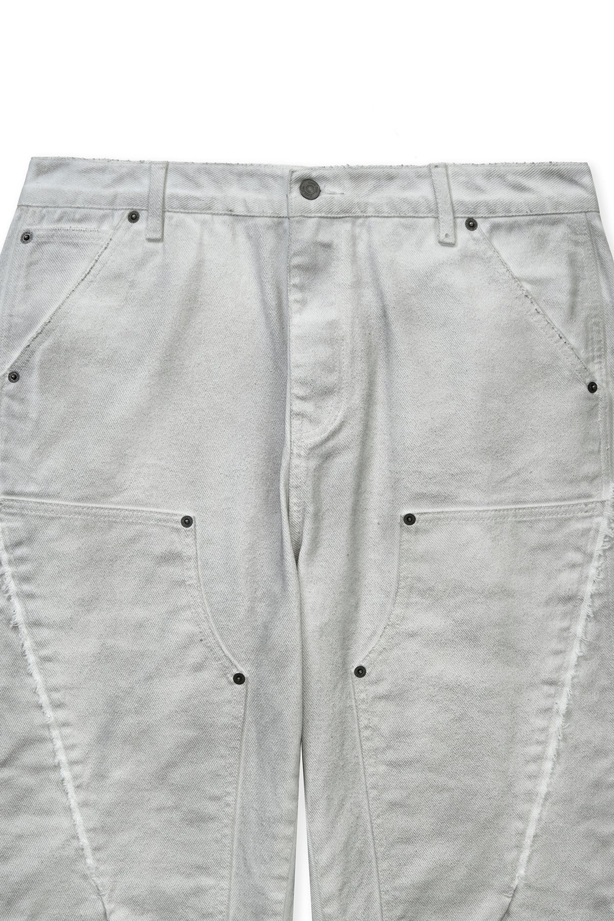 Matin Kim - Vintage Washed Double Knee Denim Pants (White) product image 3 | TRAB K-Fashion Australia