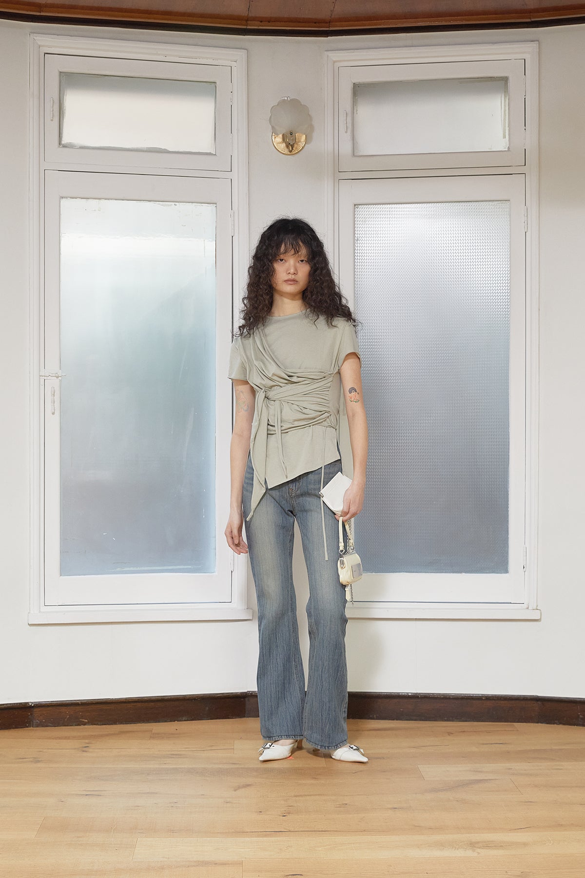 Matin Kim - Tied Detail String Top (Light Khaki) product image 9 | TRAB K-Fashion Australia