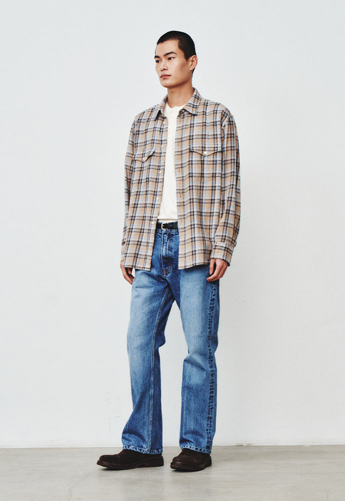 Art if acts - Washed Check Western Shirt (Stone/Grey) product image 2 | TRAB K-Fashion Australia