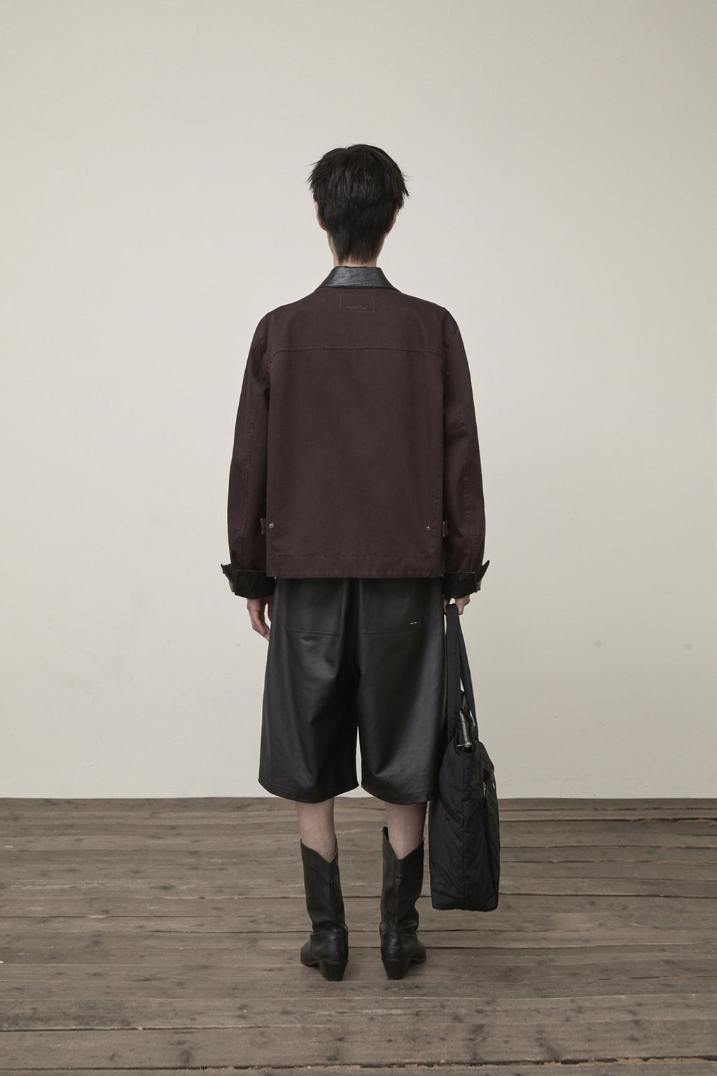 Matin Kim - Leather Collar Point Work Jacket (Dark Brown) product image 7 | TRAB K-Fashion Australia