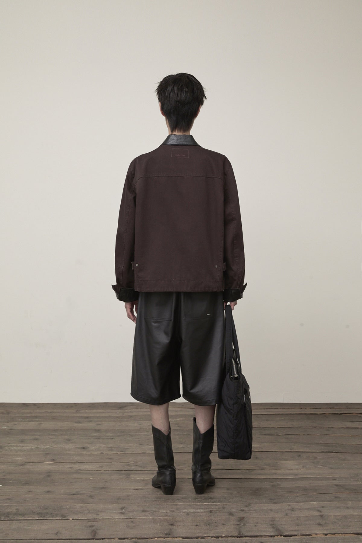 Matin Kim - Leather Collar Point Work Jacket (Dark Brown) product image 7 | TRAB K-Fashion Australia
