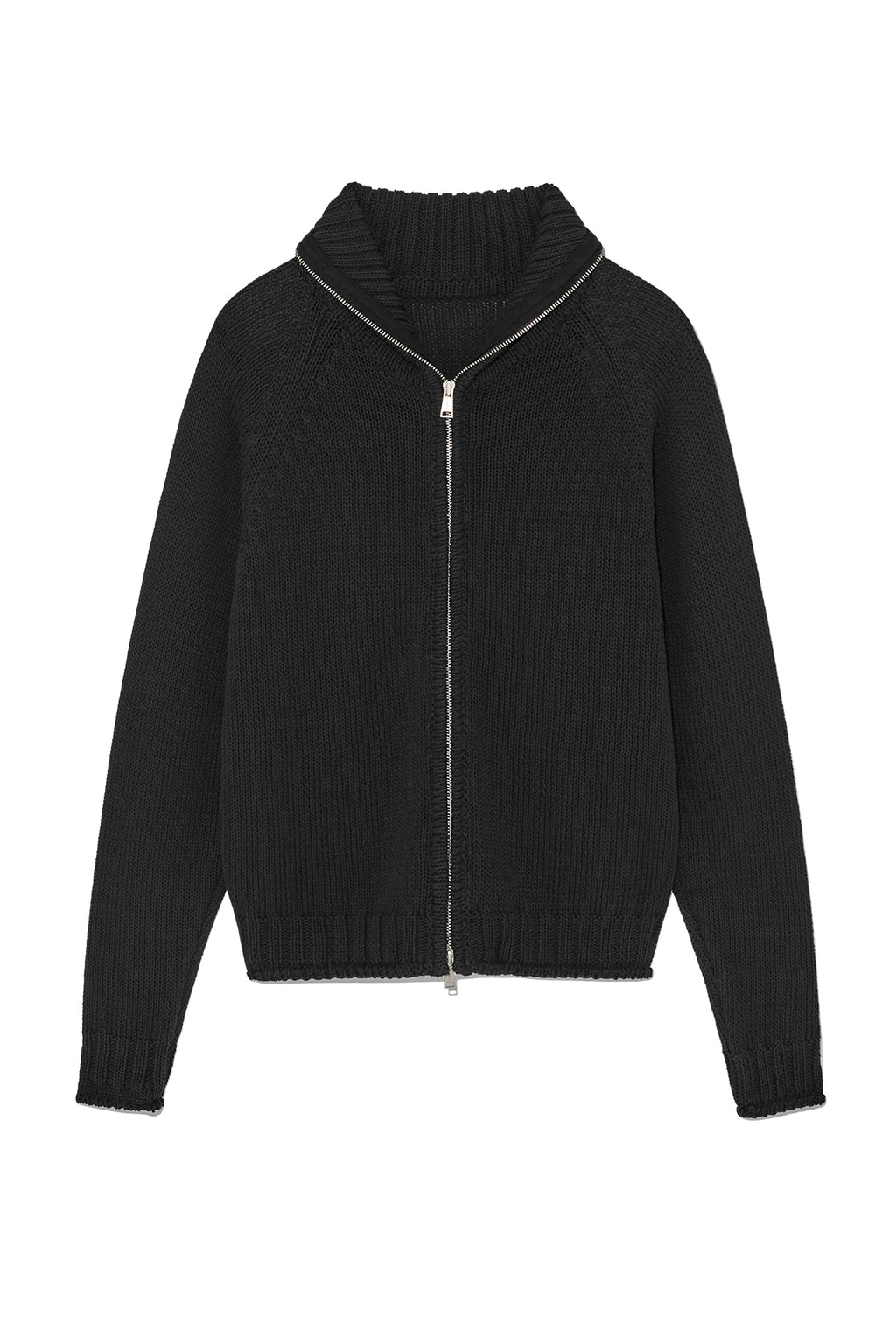 Matin Kim - Applique Logo Patch Knit Zip Up (Black) product image 1 | TRAB K-Fashion Australia