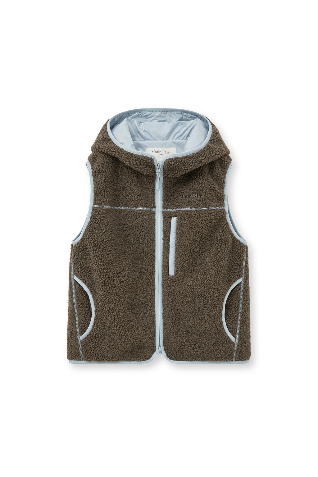 Matin Kim - Fleece Hoody Vest (Dark Brown) product image 1 | TRAB K-Fashion Australia