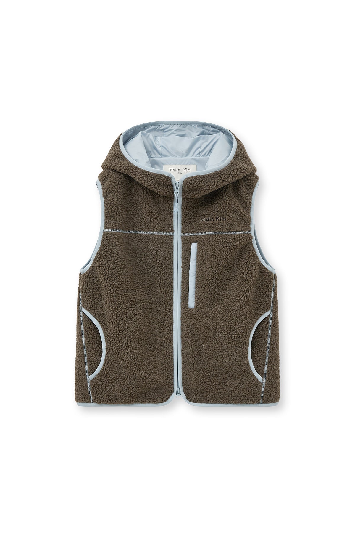 Matin Kim - Fleece Hoody Vest (Dark Brown) product image 1 | TRAB K-Fashion Australia