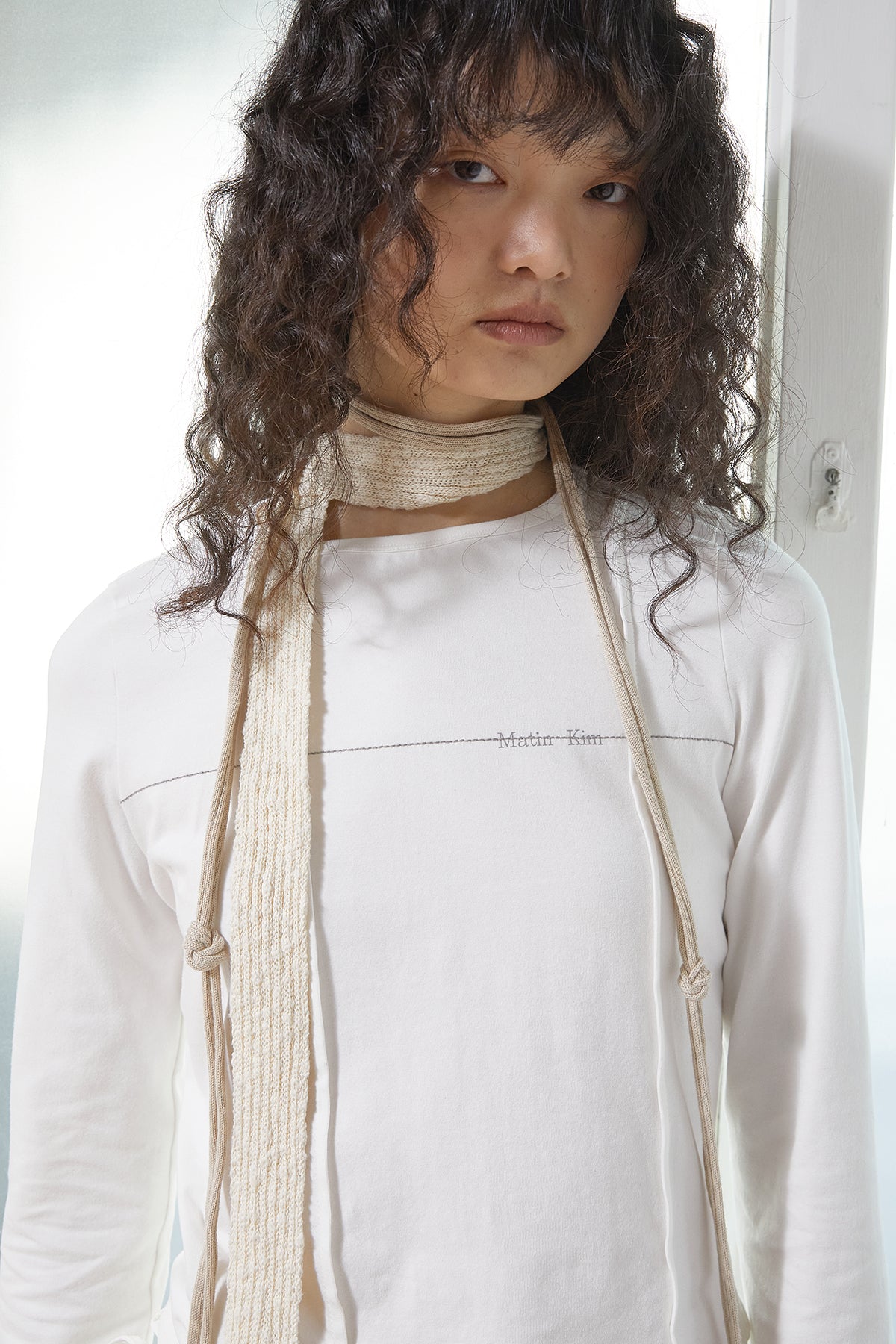 Matin Kim - Tuck Detail Small Logo Top (White) product image 12 | TRAB K-Fashion Australia