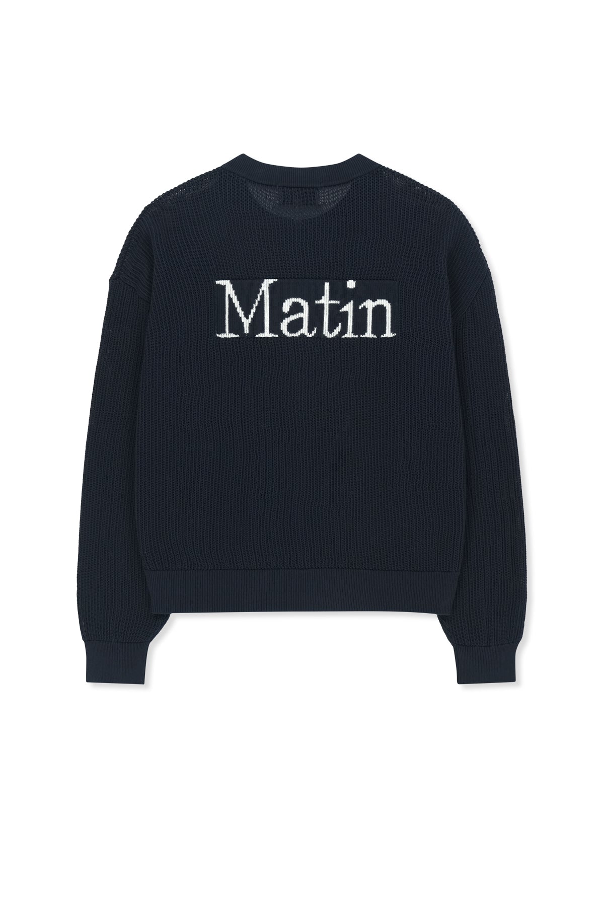 Matin Kim - Back Logo Jacquard Mesh Knit Zip Up (Navy) | TRAB K-Fas