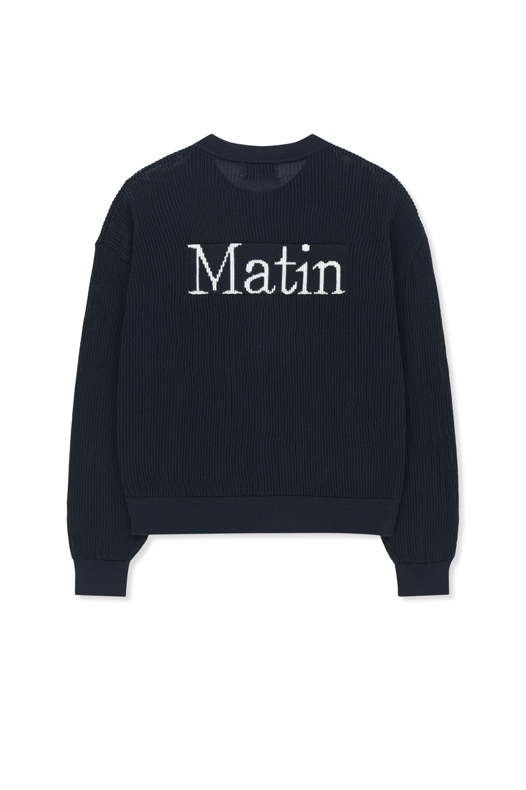 Matin Kim - Back Logo Jacquard Mesh Knit Zip Up (Navy) product image 3 | TRAB K-Fashion Australia