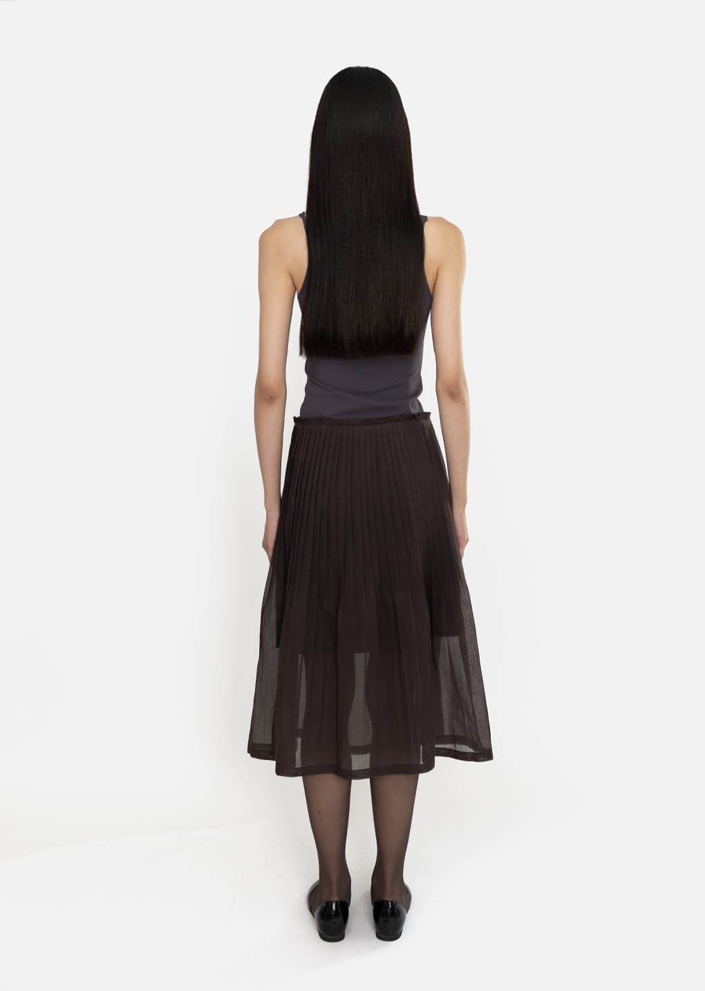 Amomento - Pleated Midi Skirt (Brown) product image 4 | TRAB K-Fashion Australia