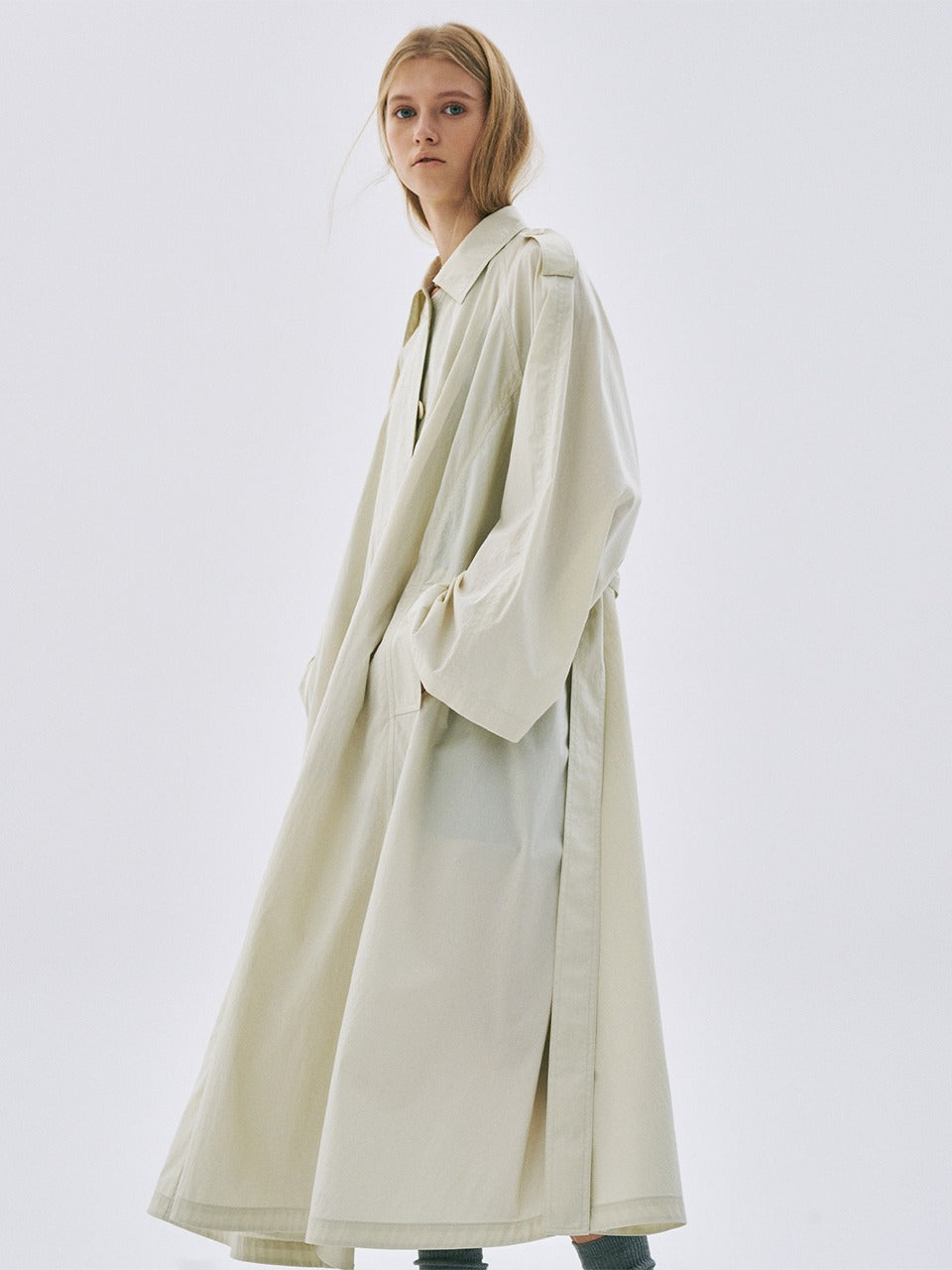 Mardi Mercredi - Belted Trench Coat Raglan (Cream) product image 1 | TRAB K-Fashion Australia