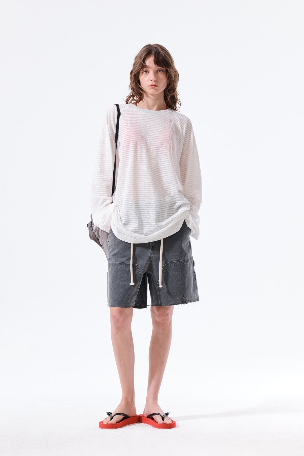 Matin Kim - Twist Boat Neck Stripe Logo Top (White) product image 9 | TRAB K-Fashion Australia