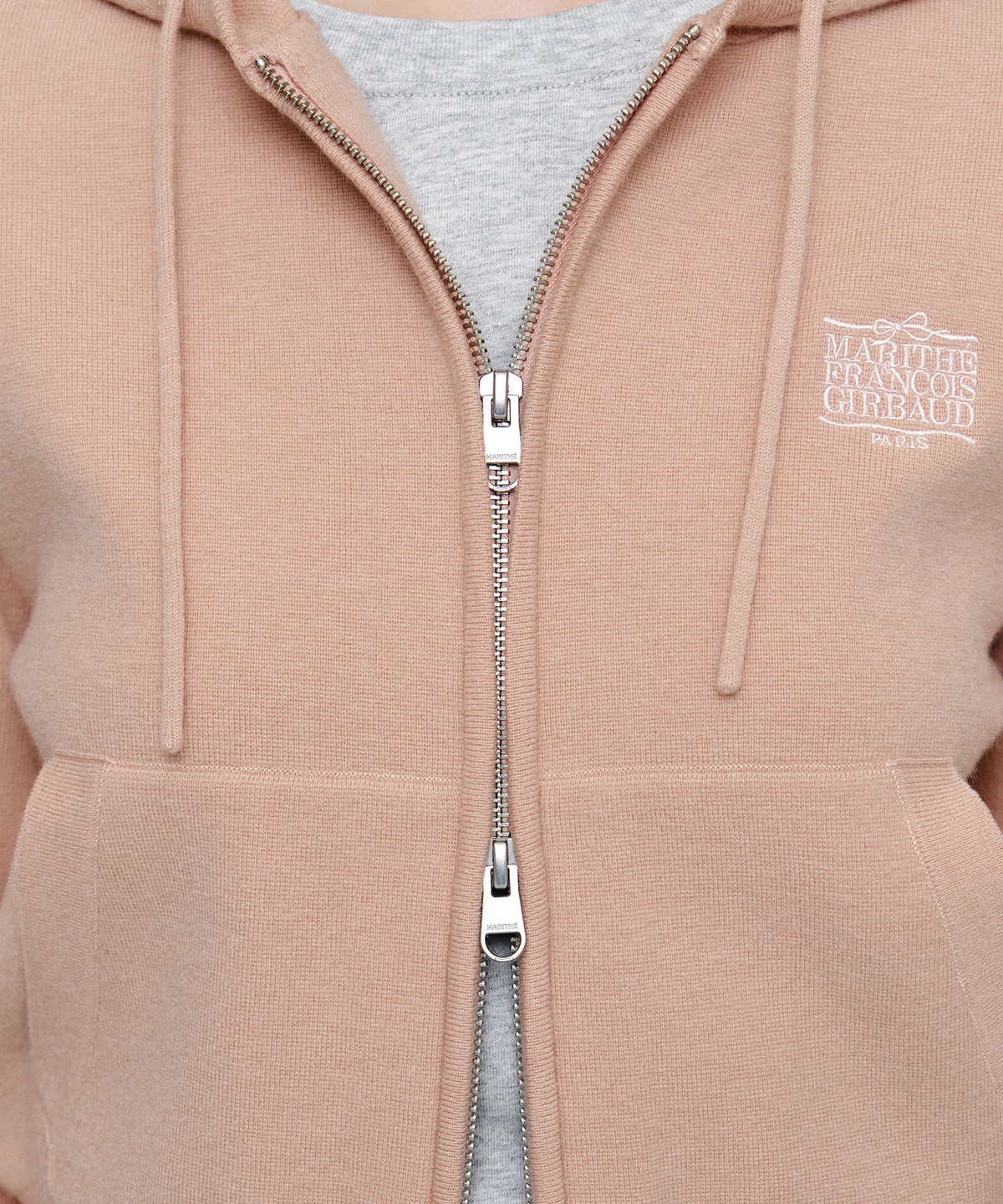 Marithe & Francois Girbaud - Ribbon Classic Logo Crop Knit Hoodie Zipup (Dark Pink) product image 4 | TRAB K-Fashion Australia