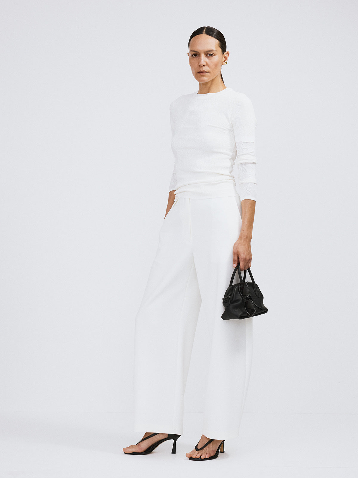 Recto - Lace Jacquard Long Sleeve Knit Top (Bean Ivory) product image 3 | TRAB K-Fashion Australia