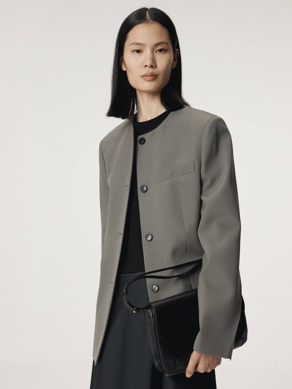 Recto - Collarless Single Jacket (Taupe Grey) product image 5 | TRAB K-Fashion Australia