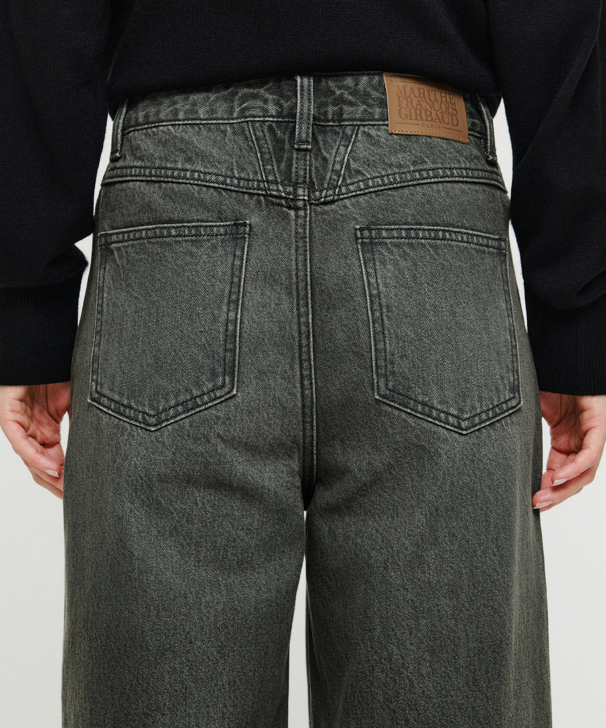 Marithe & Francois Girbaud - [Pre-order – Ships 7 Oct] Baggy Fit Dirty Washed Denim Pants (Black) product image 3 | TRAB K-Fashion Australia