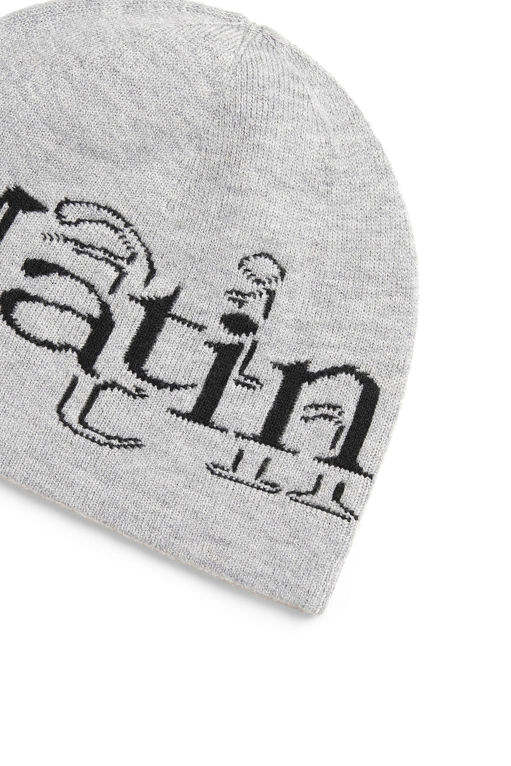 Matin Kim - Stroke Logo Jacquard Beanie (Grey) product image 3 | TRAB K-Fashion Australia