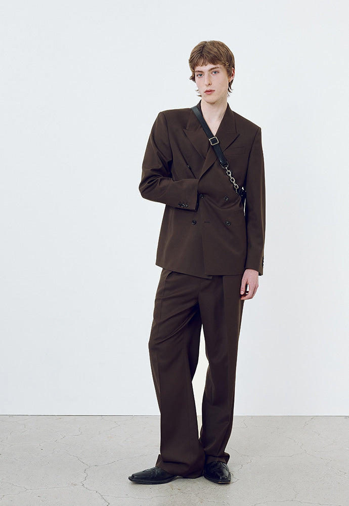 Tonywack - Wool Twill Double-Breasted Tailored Blazer (Brown) product image 4 | TRAB K-Fashion Australia