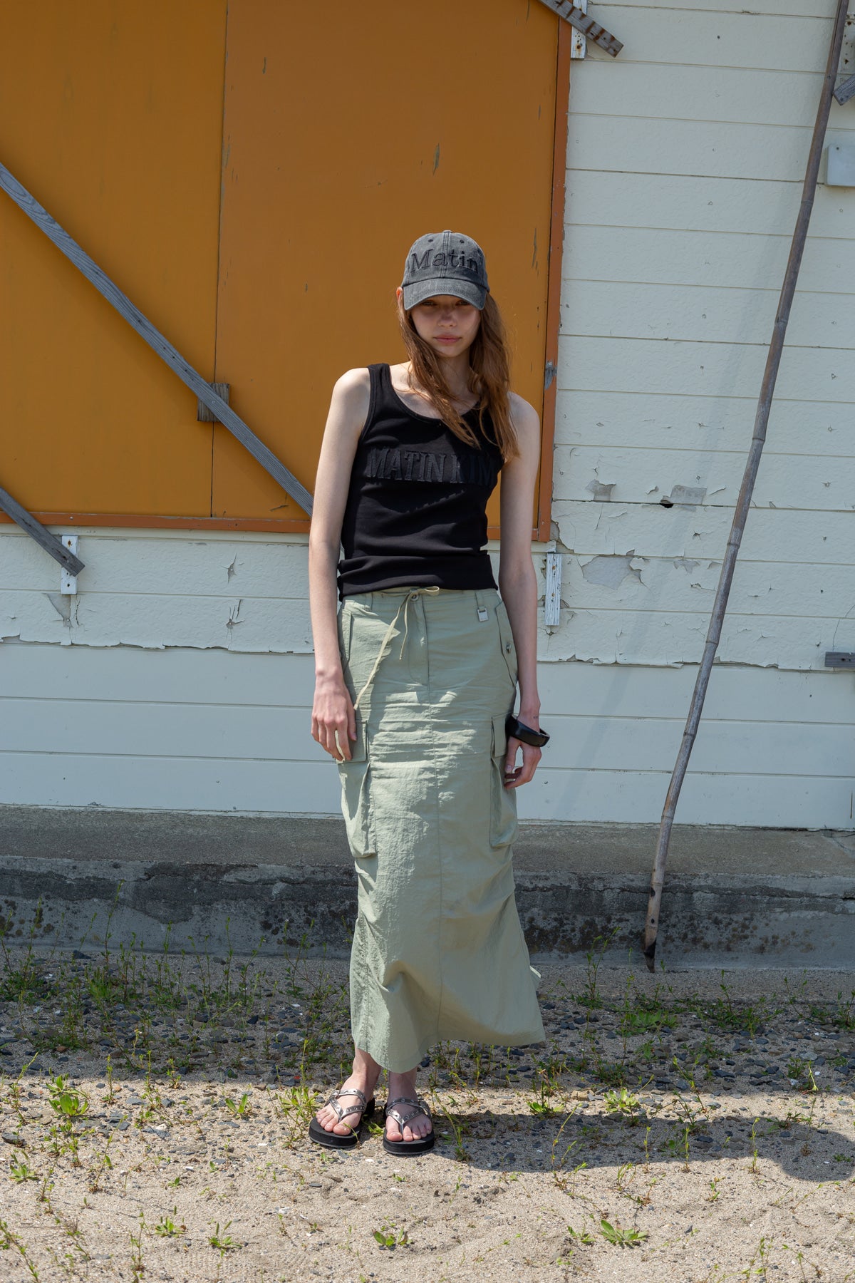 Matin Kim - String Nylon Cargo Skirt (Khaki) product image 13 | TRAB K-Fashion Australia