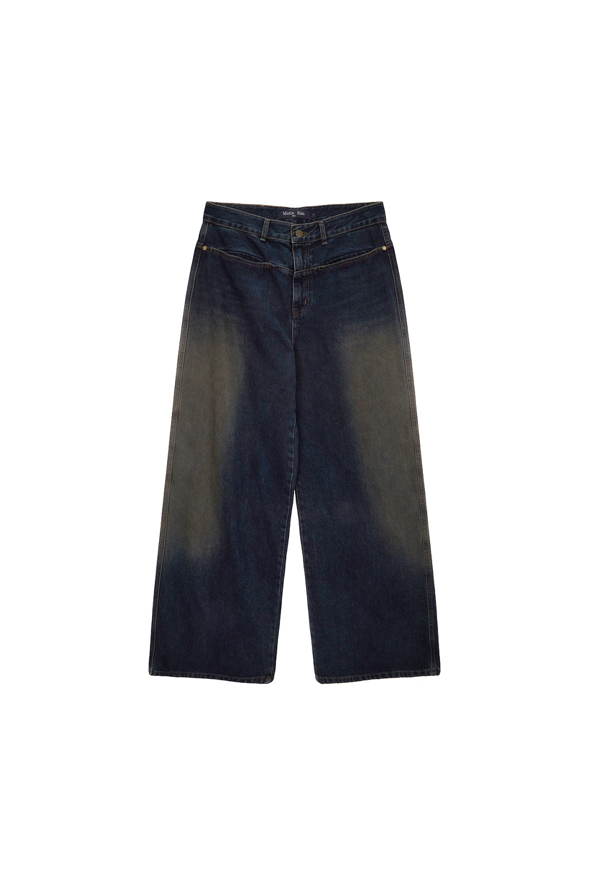 Matin Kim - Side Brush Washed Denim Pants (Navy) product image 1 | TRAB K-Fashion Australia