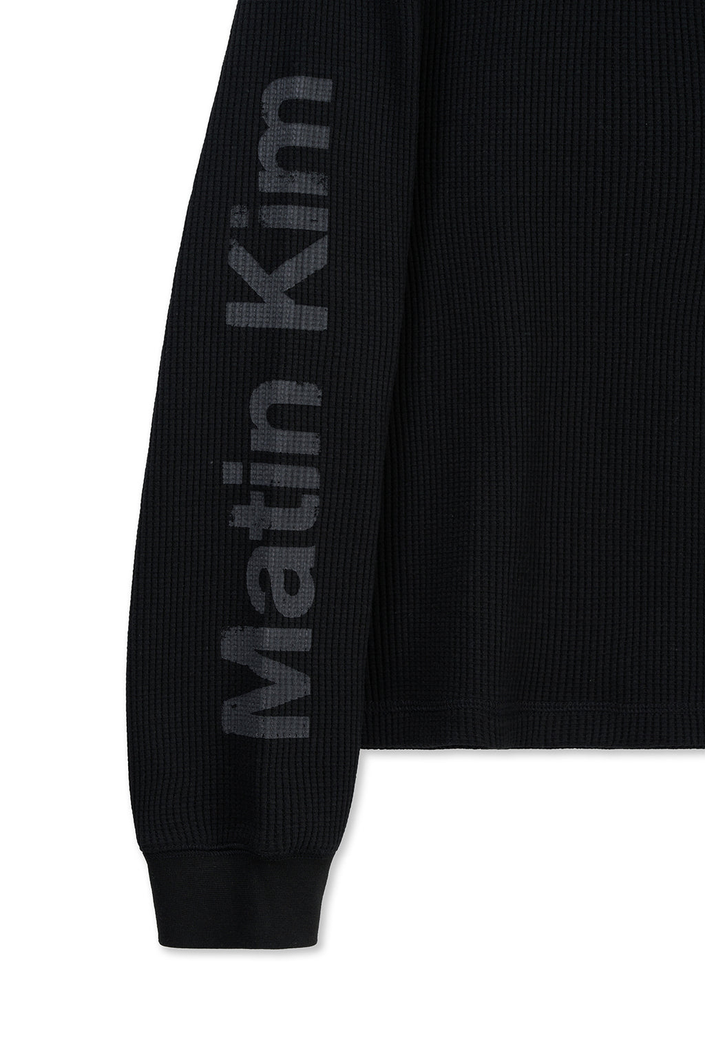 Matin Kim - Sleeve Logo Waffle Top (Black) product image 4 | TRAB K-Fashion Australia