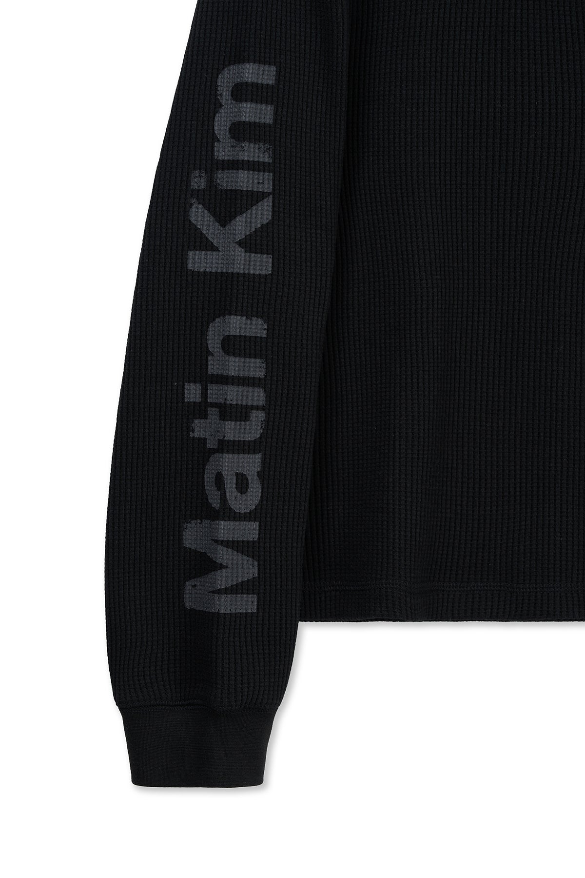 Matin Kim - Sleeve Logo Waffle Top (Black) product image 4 | TRAB K-Fashion Australia