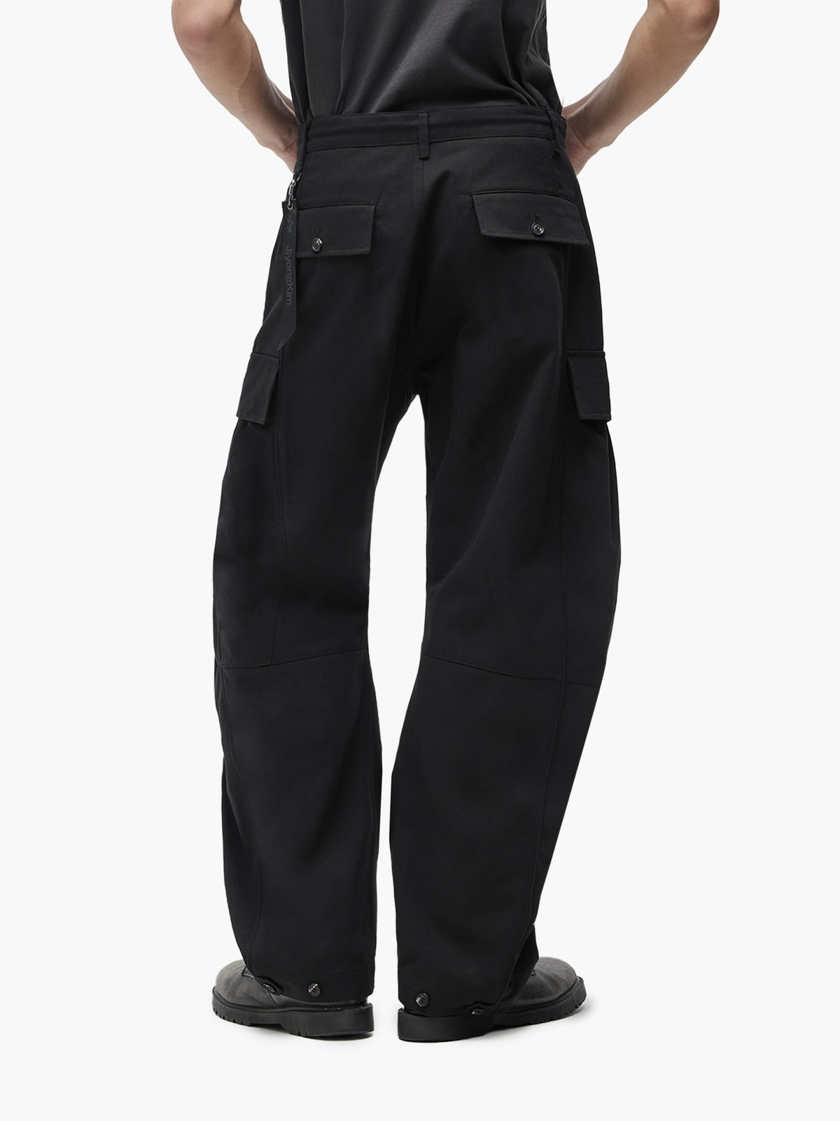 Jiyong Kim - Multi Pocket Curved Trousers (Black) product image 5 | TRAB K-Fashion Australia