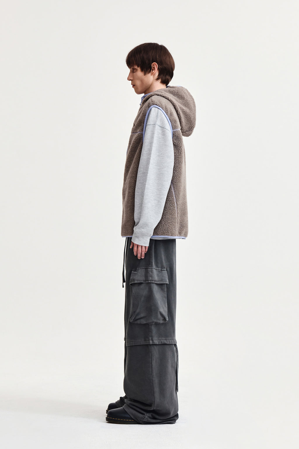 Matin Kim - Fleece Hoody Vest (Grey) product image 11 | TRAB K-Fashion Australia