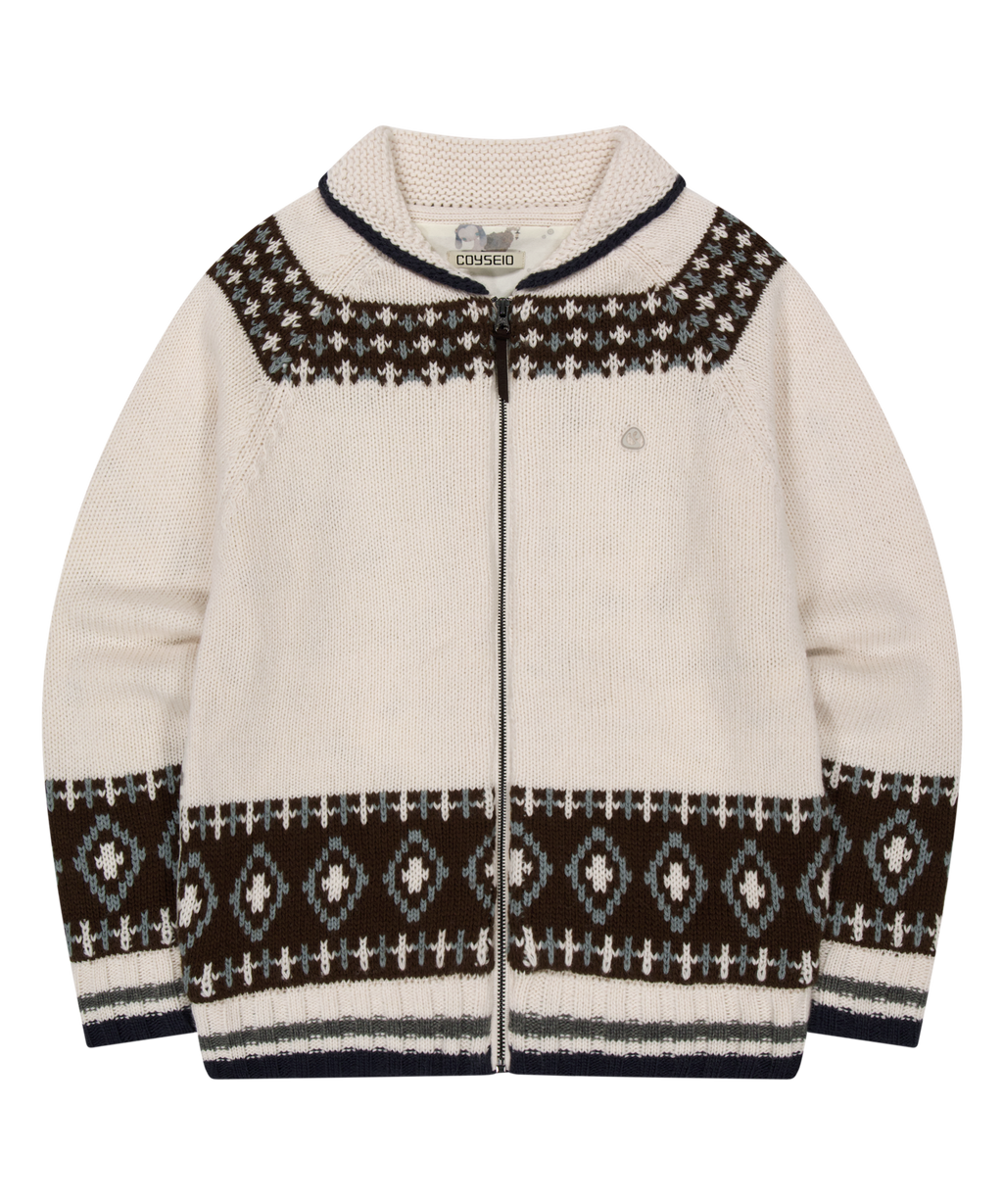 Coyseio - Mossy Cowichan Knit Jacket (Ivory) product image 1 | TRAB K-Fashion Australia