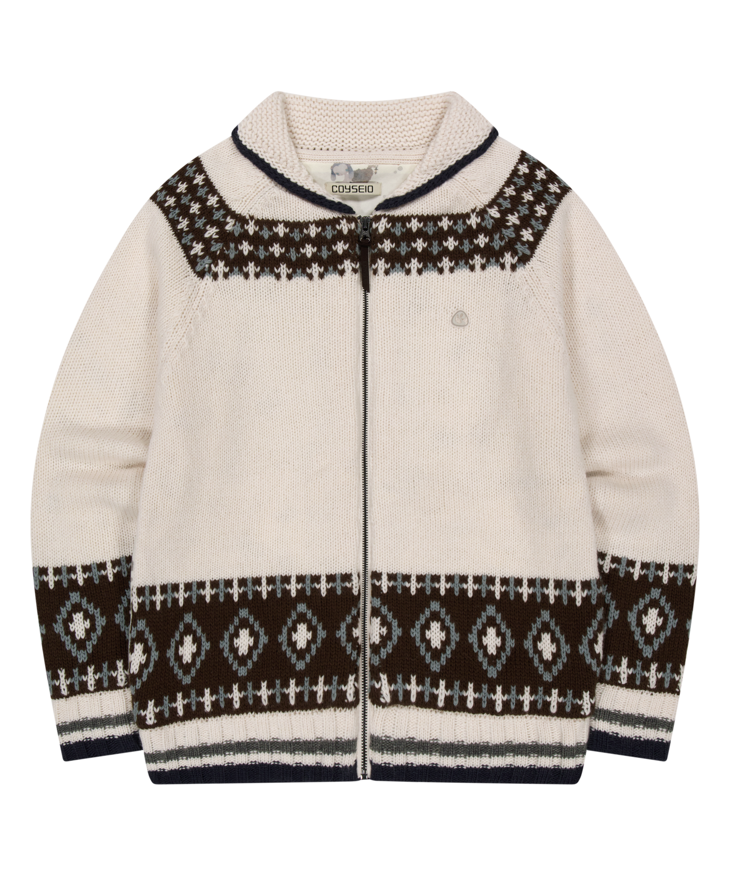 Coyseio - Mossy Cowichan Knit Jacket (Ivory) product image 1 | TRAB K-Fashion Australia