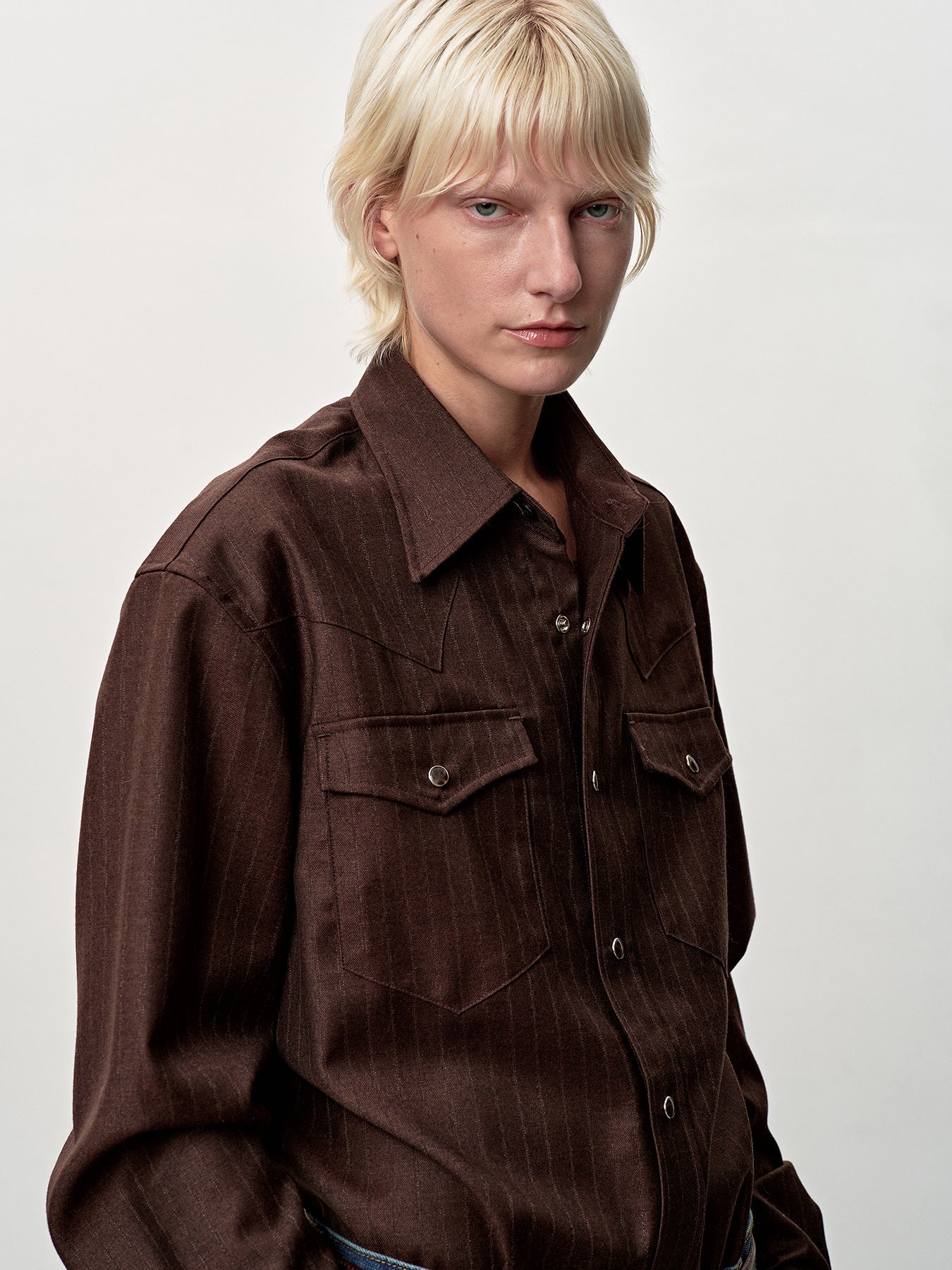 Tonywack - Striped Wool Western Shirt (Sepia Brown) product image 5 | TRAB K-Fashion Australia