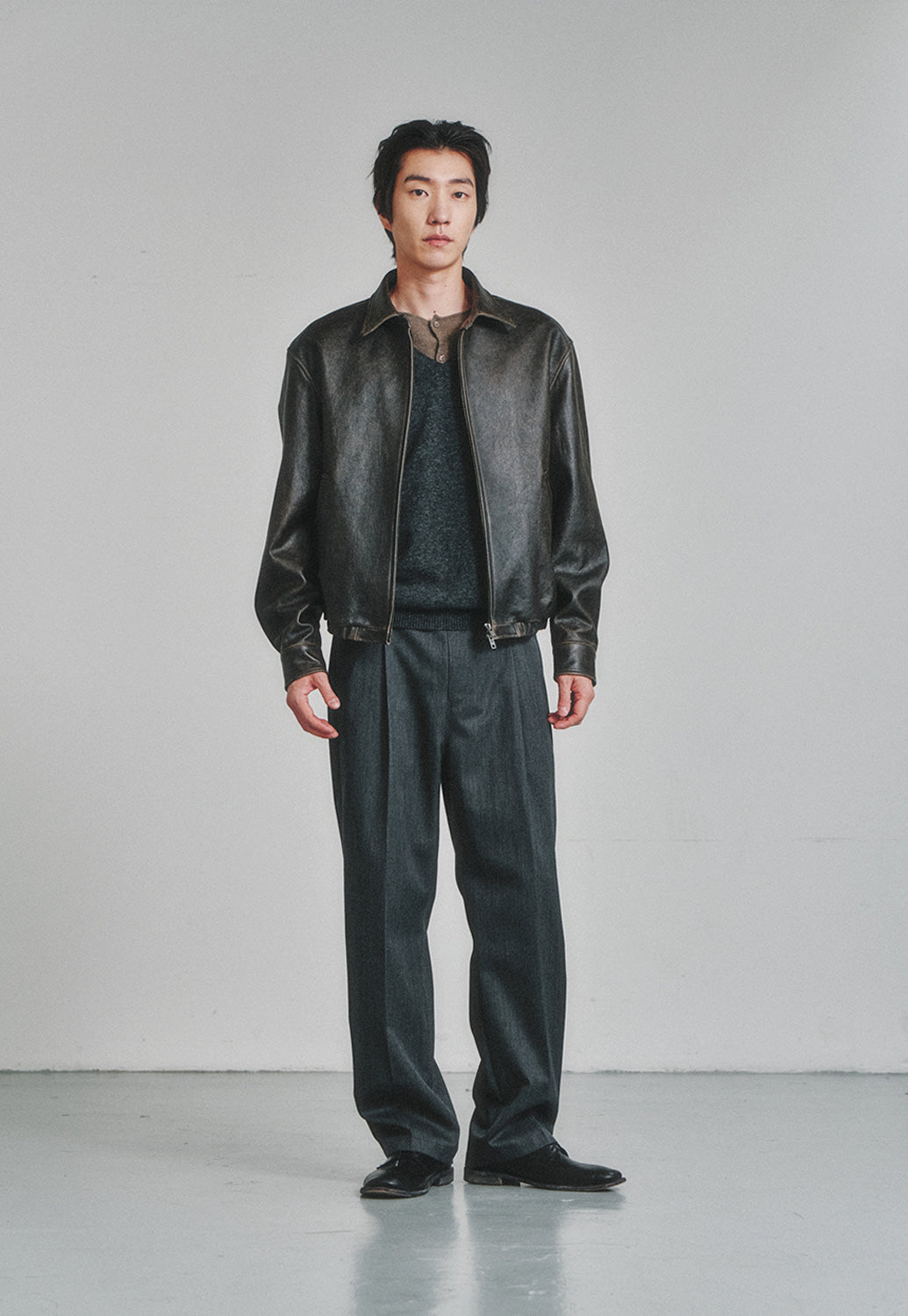 Art if acts - Vintage Leather Swing Jacket (Vintage Wood) product image 2 | TRAB K-Fashion Australia