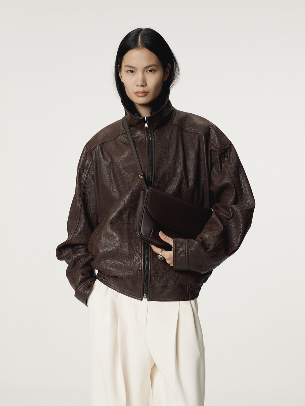 Recto - High-Neck Leather Jumper (Brown) product image 6 | TRAB K-Fashion Australia