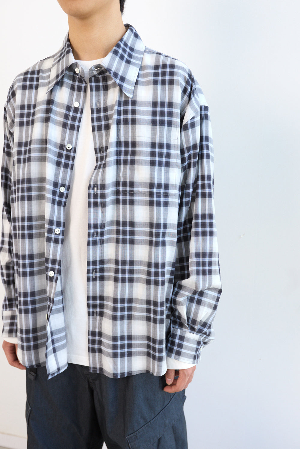 Hatchingroom - Archive Shirt V2 Herringbone Oreo Check (Blue) product image 12 | TRAB K-Fashion Australia