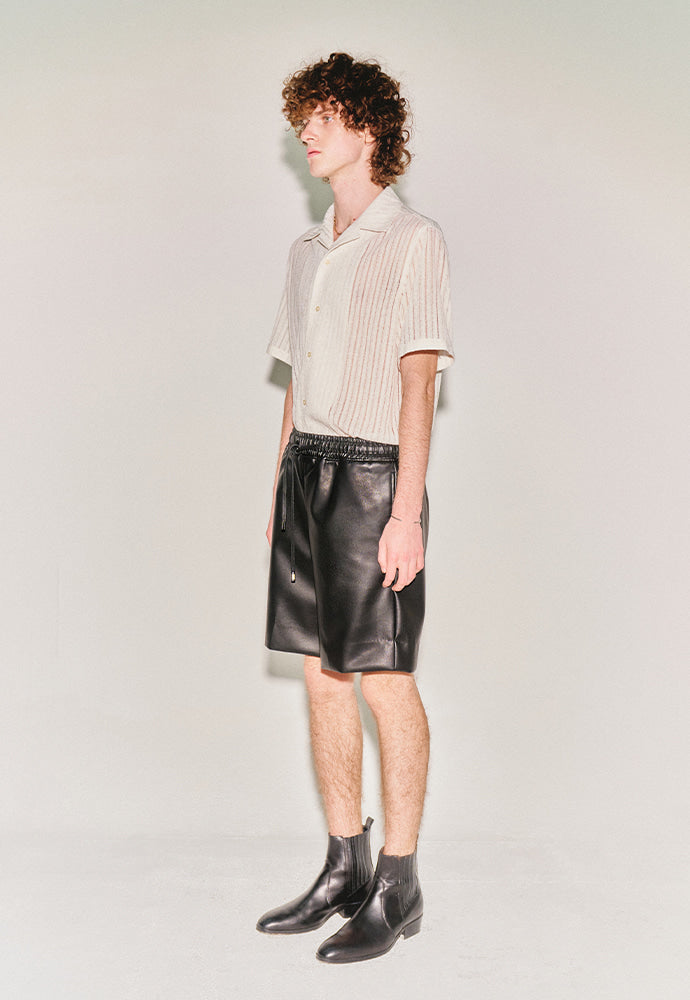 Tonywack - Crochet Camp Collar Half Sleeve Shirt (Melange Ecru) product image 2 | TRAB K-Fashion Australia