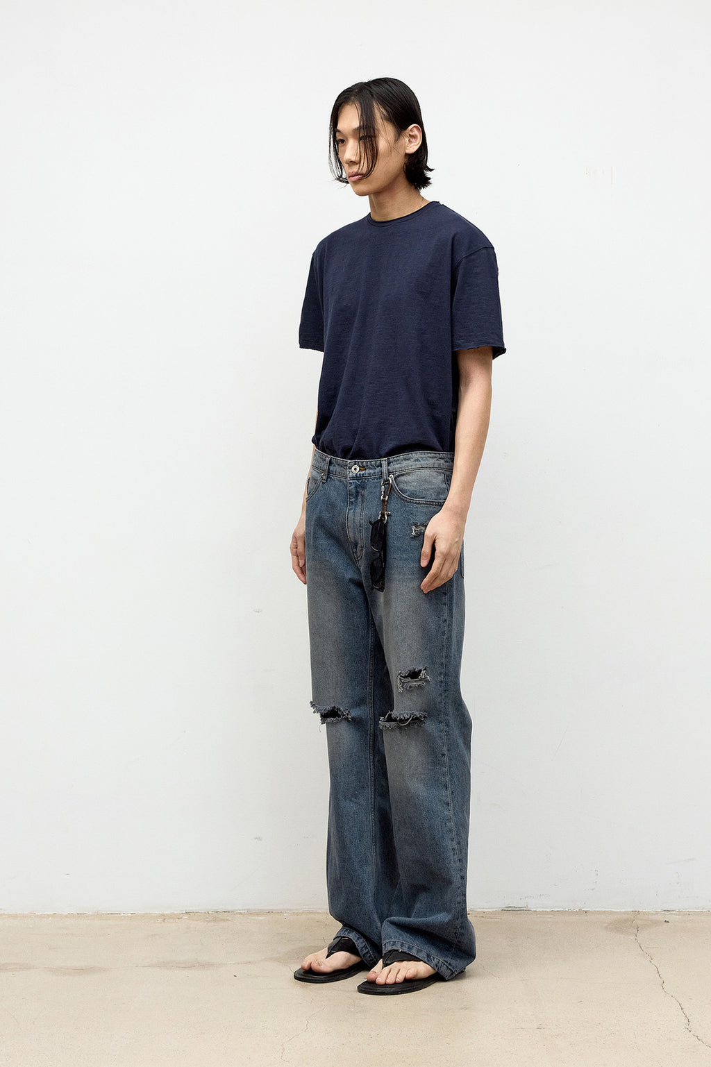 Coor - Low-Cut Cotton Slub T-Shirt (Dark Navy) product image 3 | TRAB K-Fashion Australia