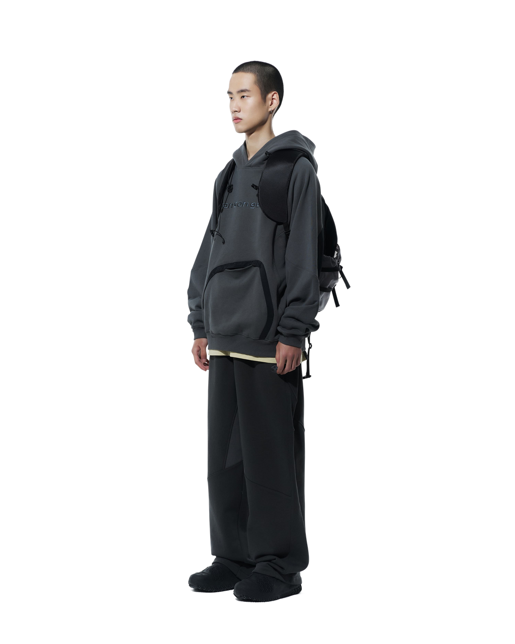 San San Gear - Nylon Pocket Hoodie (Charcoal) product image 2 | TRAB K-Fashion Australia
