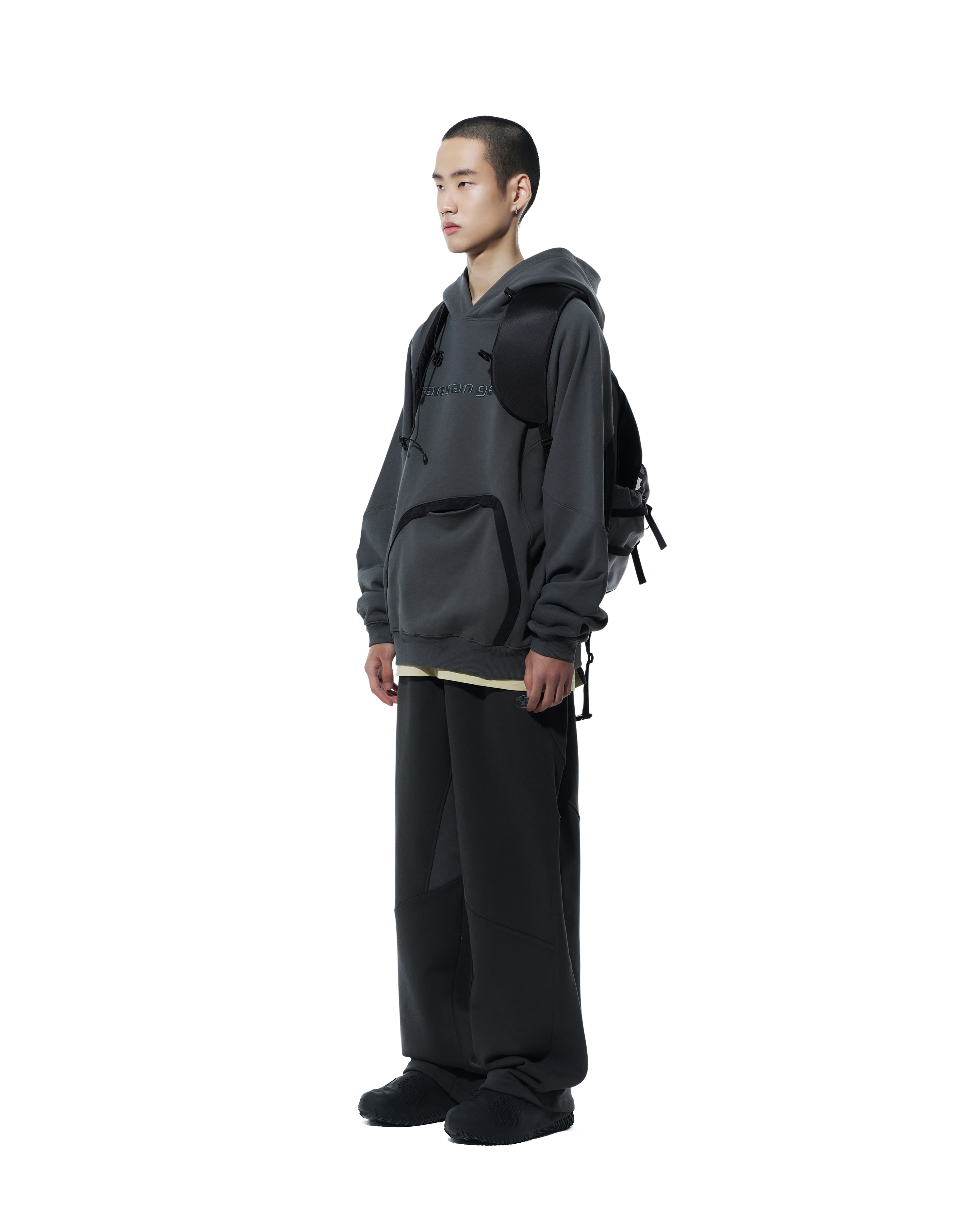 San San Gear - Nylon Pocket Hoodie (Charcoal) product image 2 | TRAB K-Fashion Australia