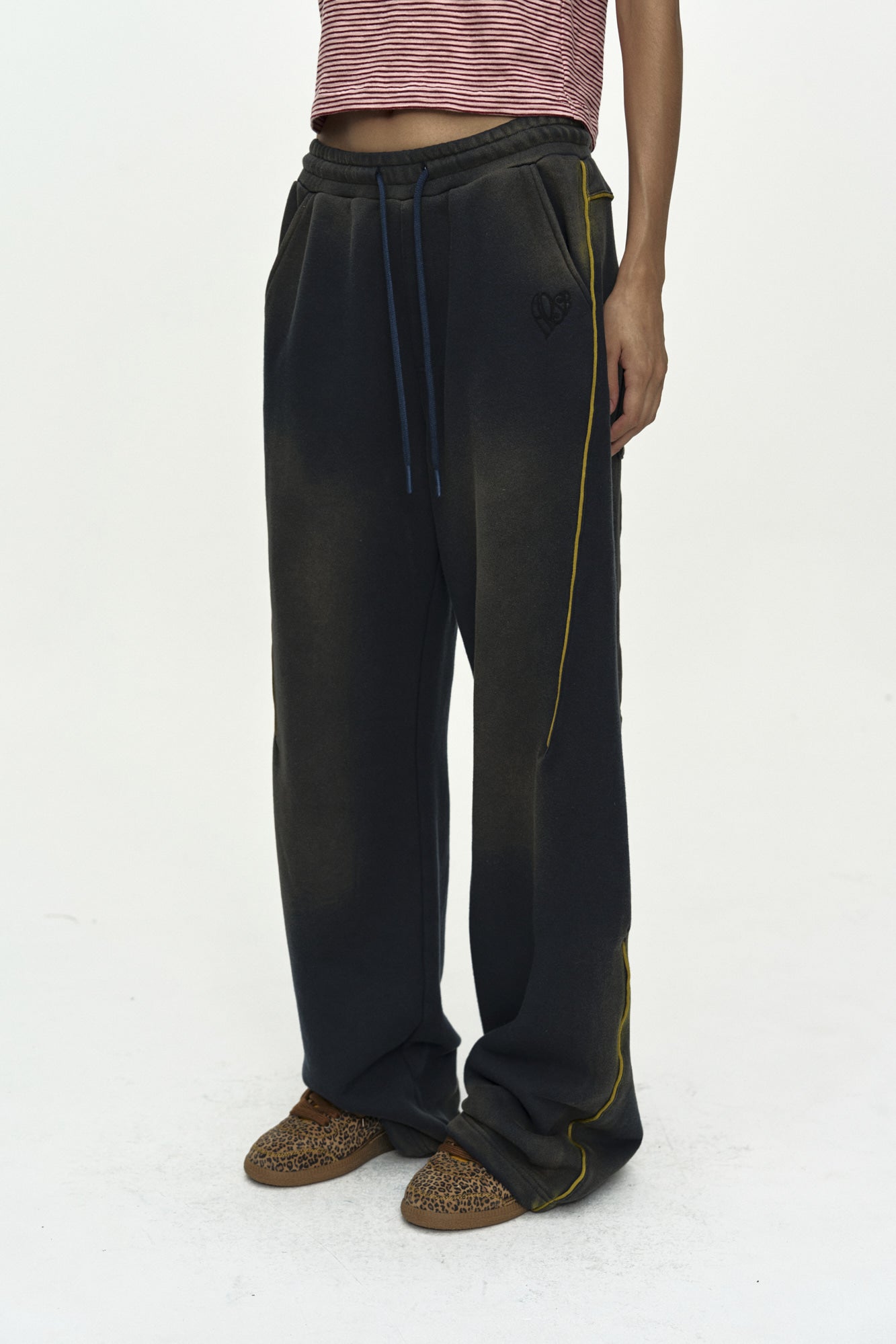 Andersson Bell - Unisex Piping Line Dyed Sweat Pants (Navy) product image 6 | TRAB K-Fashion Australia