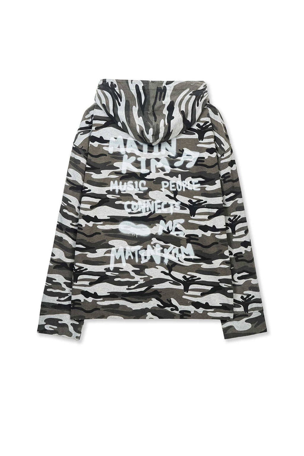 Matin Kim - Typo Artwork Camouflage Hoody (Khaki) product image 2 | TRAB K-Fashion Australia