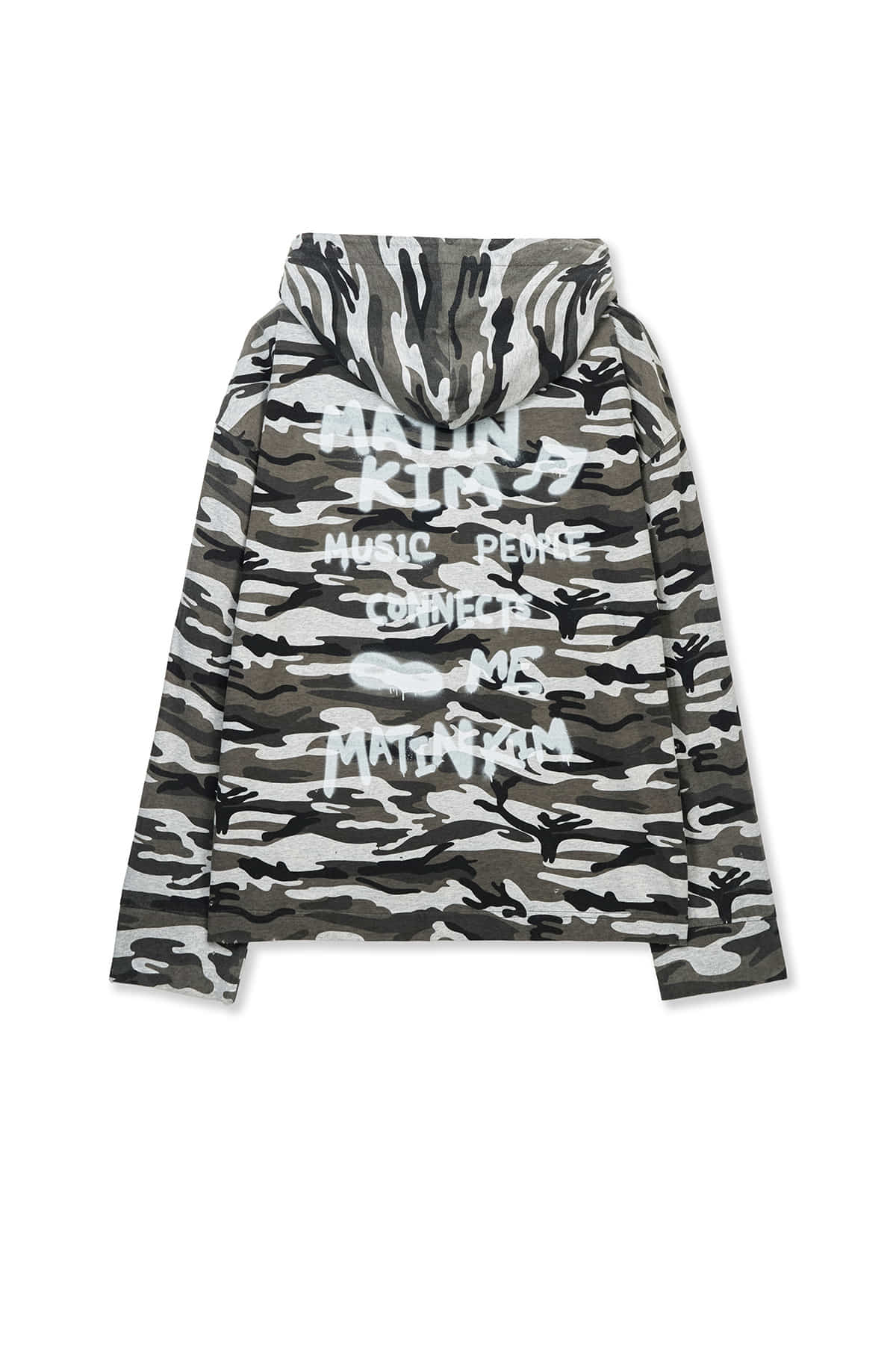 Matin Kim - Typo Artwork Camouflage Hoody (Khaki) product image 2 | TRAB K-Fashion Australia