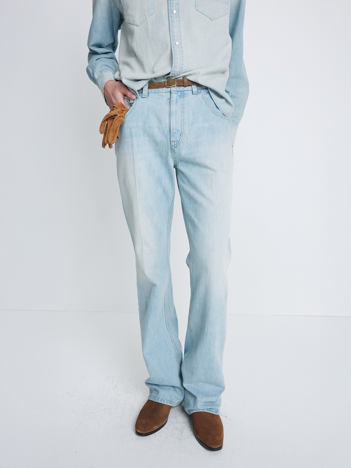 Tonywack - Flared-Leg Denim Jeans (Faded Light Blue) product image 1 | TRAB K-Fashion Australia