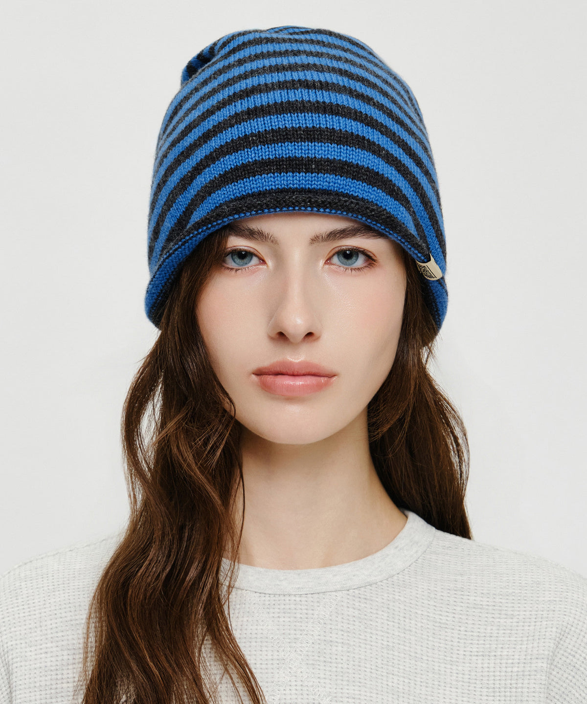 Marithe & Francois Girbaud - Micro Classic Logo Stripe Beanie (Blue) product image 1 | TRAB K-Fashion Australia