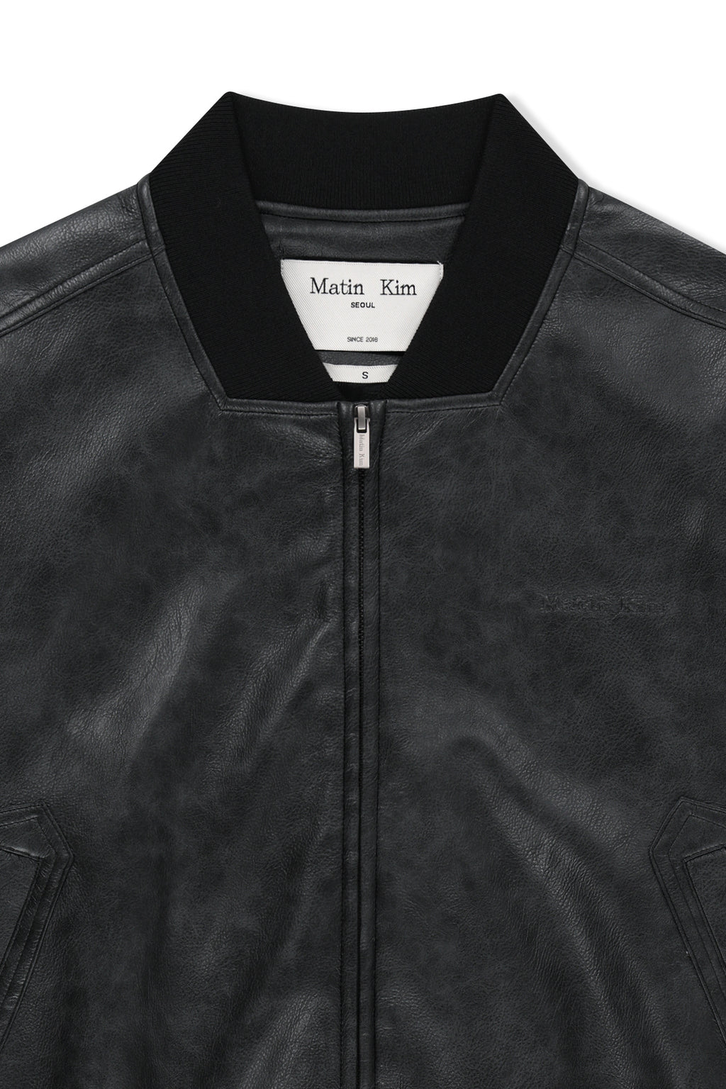Matin Kim - Faux Leather Rib Collar Blouson (Black) product image 3 | TRAB K-Fashion Australia