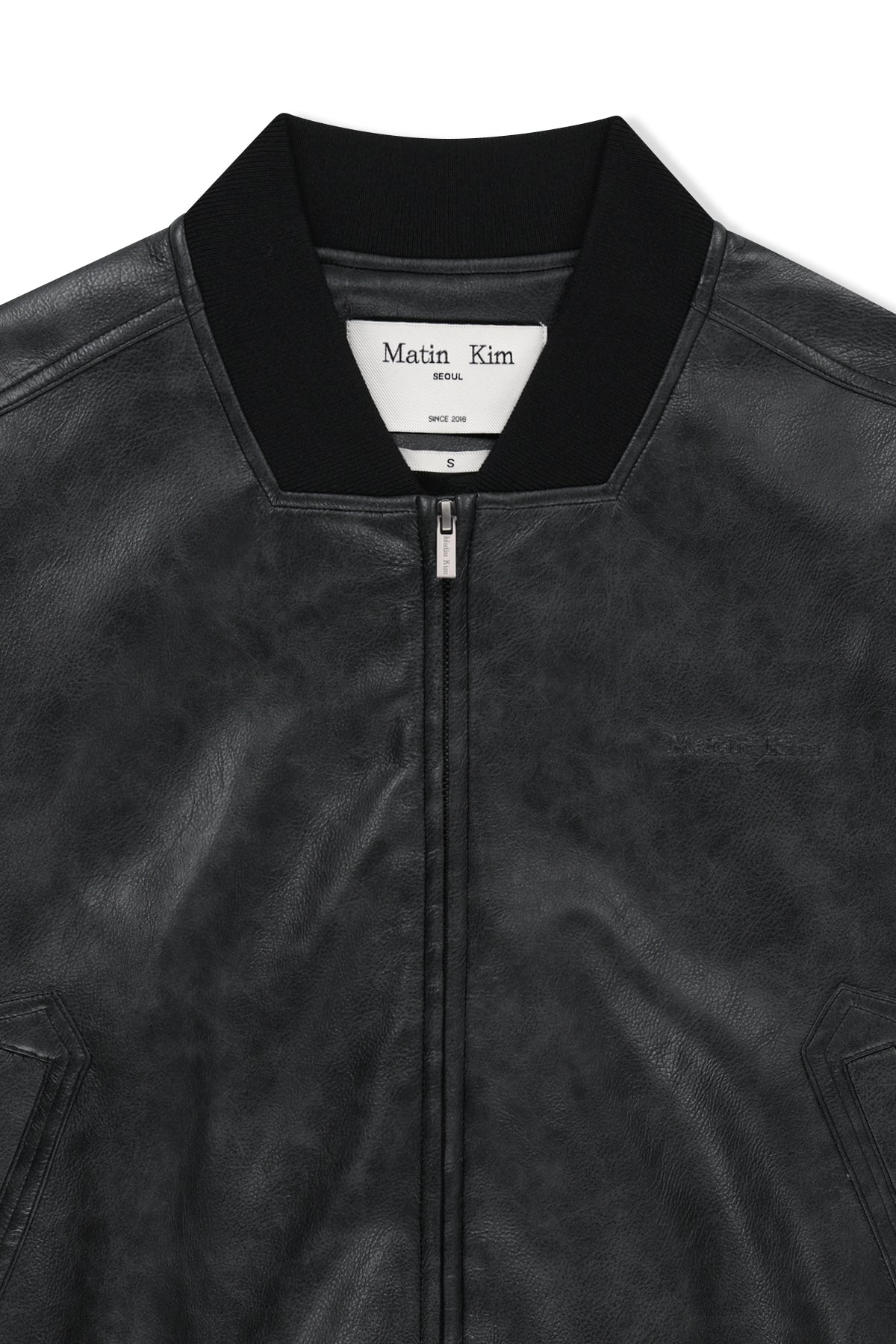 Matin Kim - Faux Leather Rib Collar Blouson (Black) product image 3 | TRAB K-Fashion Australia