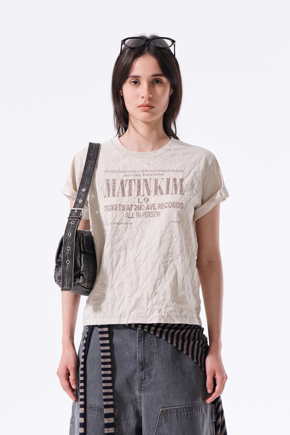 Matin Kim - Lettering Graffiti Crease Top (Beige) product image 10 | TRAB K-Fashion Australia