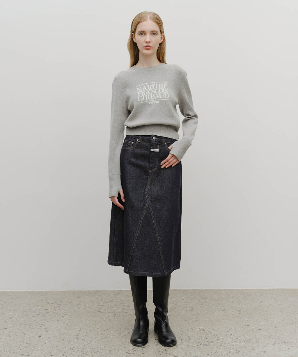 Marithe & Francois Girbaud - A-line Denim Midi Skirt (Dark Blue) product image 2 | TRAB K-Fashion Australia
