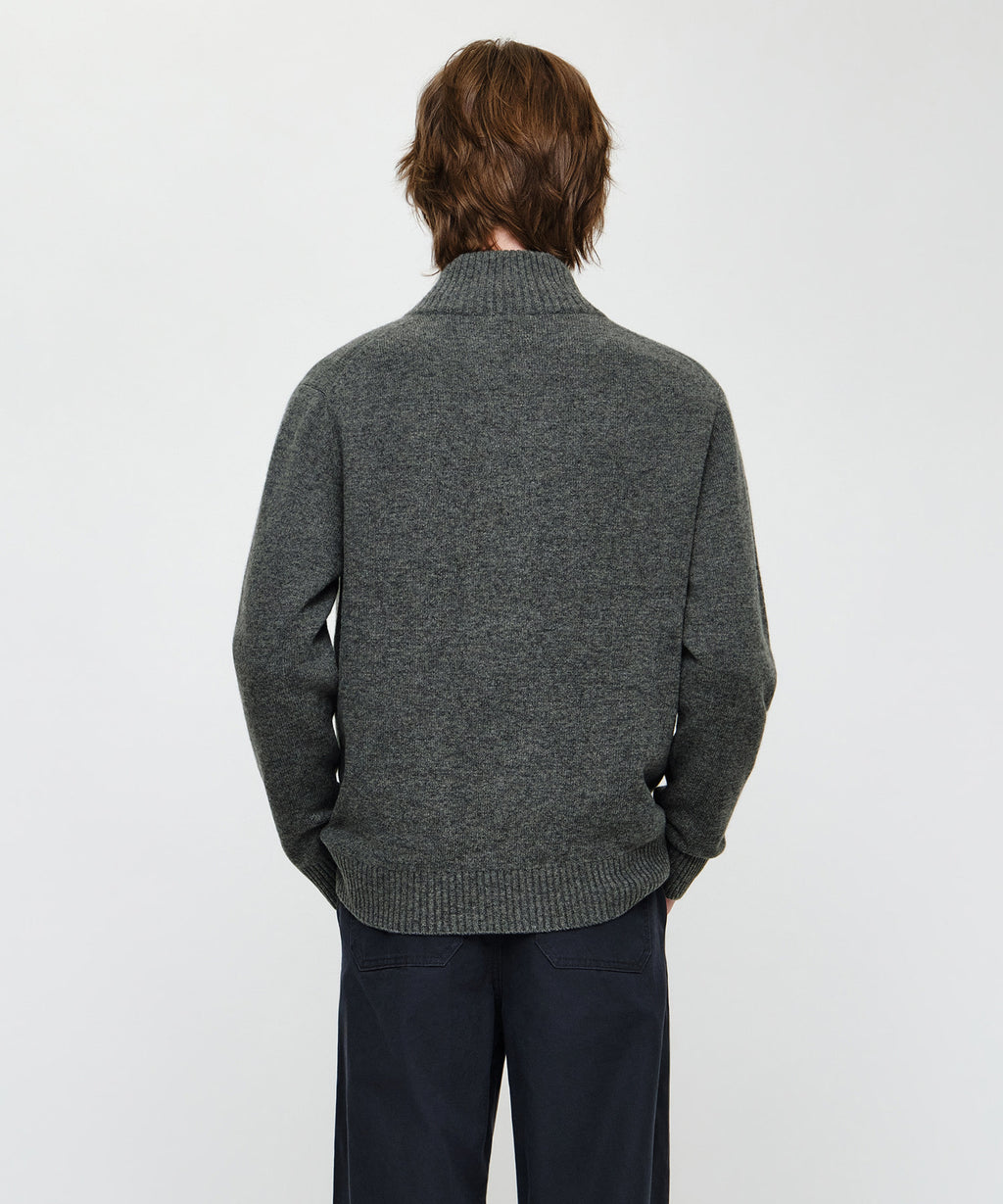 Marithe & Francois Girbaud - Premium Small Classic Logo Merino Wool High Neck Cardigan (Gray) product image 3 | TRAB K-Fashion Australia