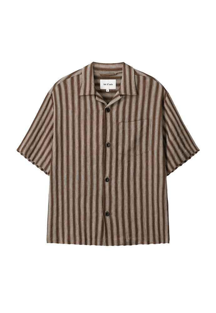 Art if acts - Linen Stripe Camp Half Shirt (Camel) product image 6 | TRAB K-Fashion Australia