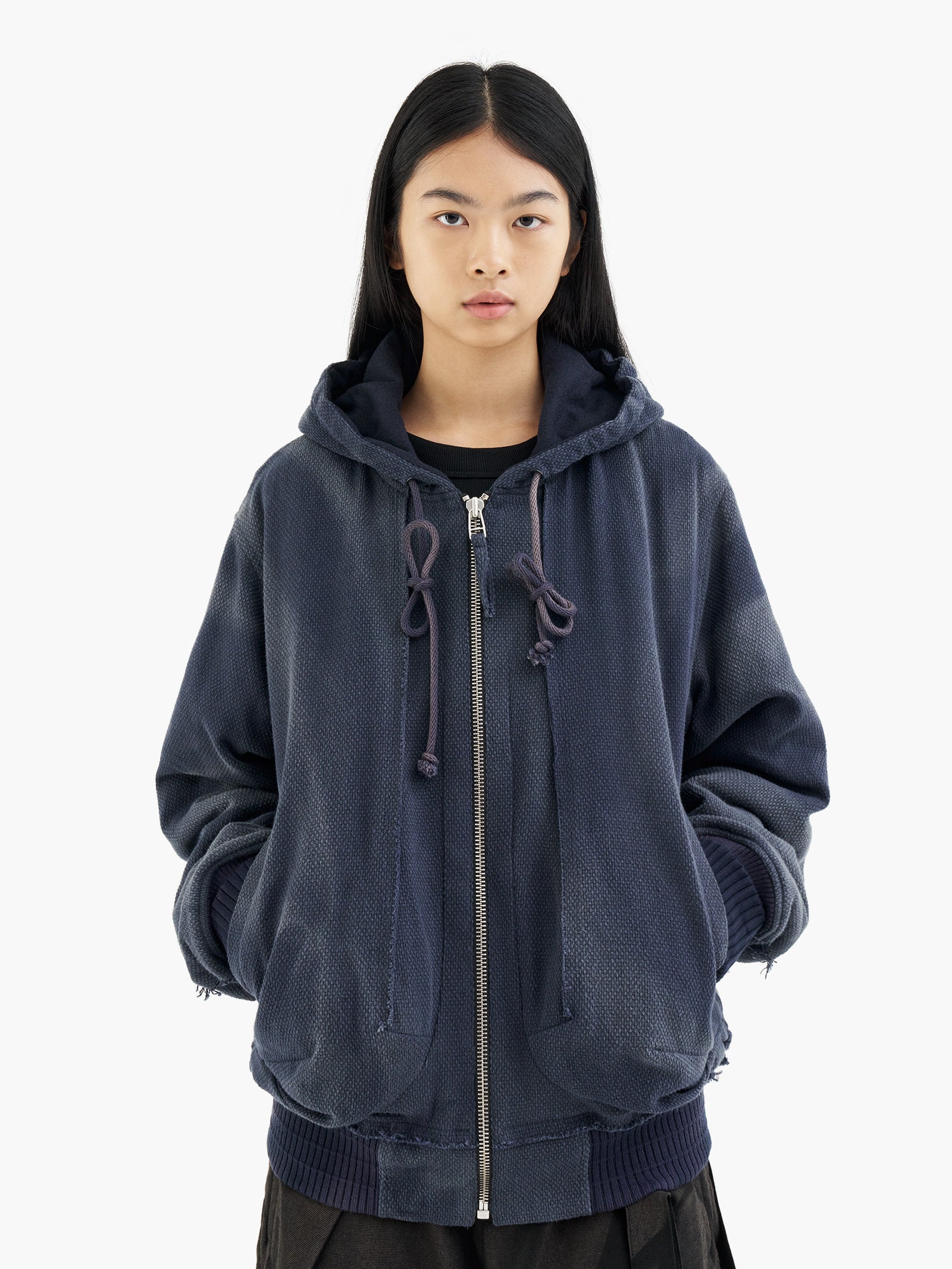 Jiyong Kim - Sun-Bleached Raw Edged Work Jacket (Navy) product image 4 | TRAB K-Fashion Australia