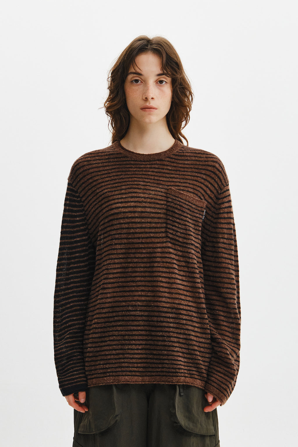 Matin Kim - Multi Stripe Alpaca Blended Knit Pullover (Brown) product image 12 | TRAB K-Fashion Australia